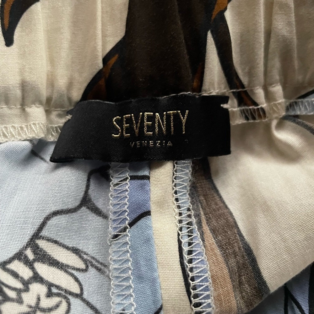 SEVENTY wide leg cotton print crop pant 46 - Picture 6 of 7